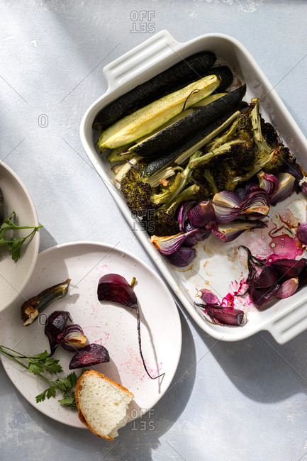 Overhead view of a vegetarian dinner