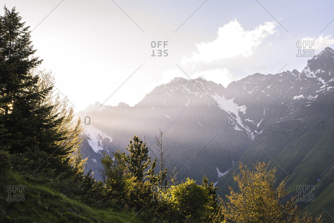 Scenic view of snowcapped mountain against sky