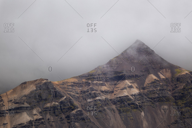 Scenic view of mountains during foggy weather