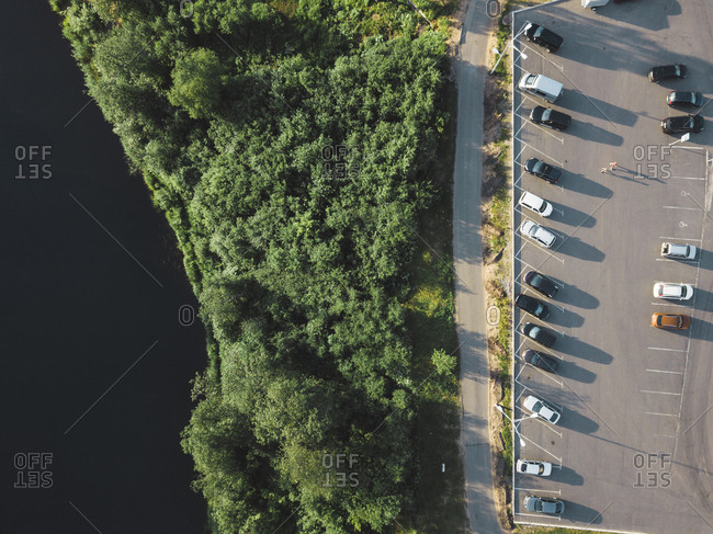 Car parking near a river- Tikhvin- Russia
