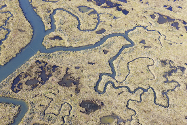 Spain- Andalusia- Punta Umbria- Marismas del Odiel- aerial view
