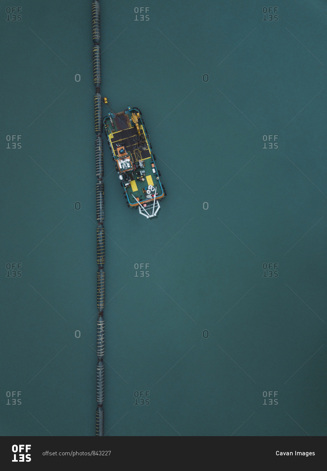 Aerial view of ship for petroleum production
