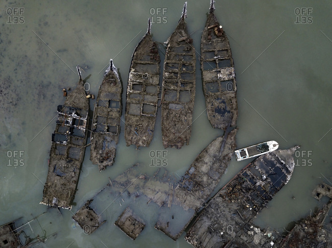 Aerial view of bridge in the sea