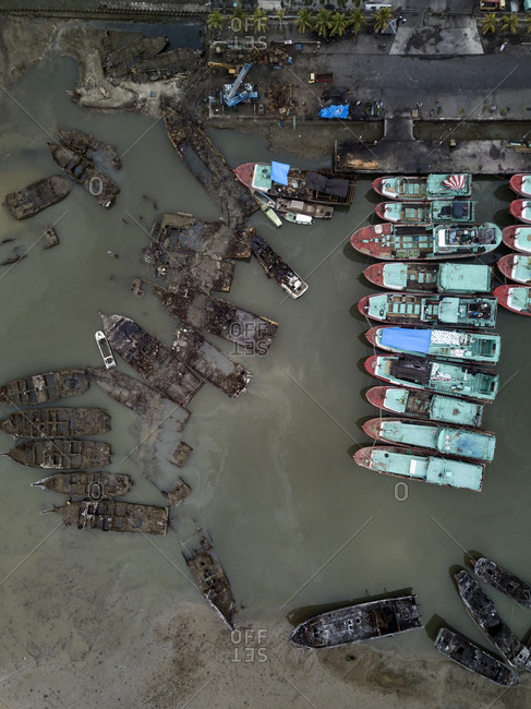 Aerial view of bridge in the sea