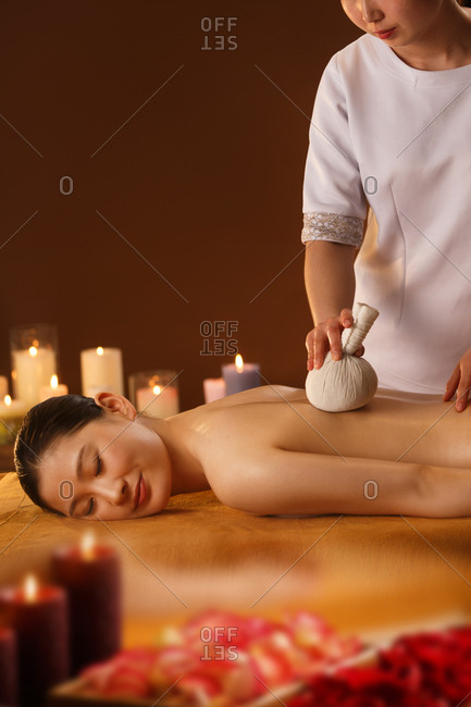 The young woman in indoor SPA