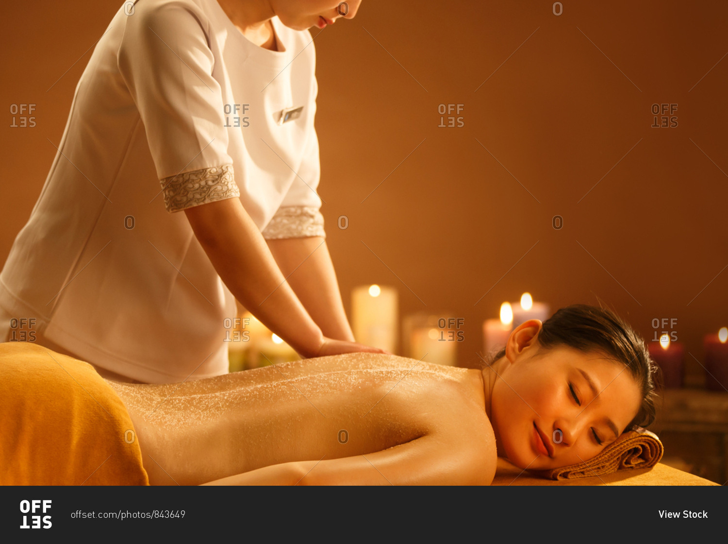 The young woman in indoor SPA