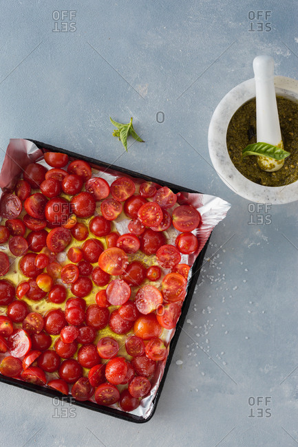 Raw ingredients for cooking baked tomatoes