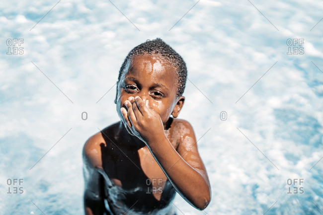 sad african children water