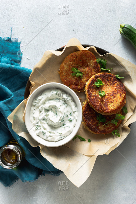 Vegetable cutlets with vegetarian sauce in a pan