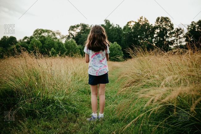 Rear view of a girl on a hike