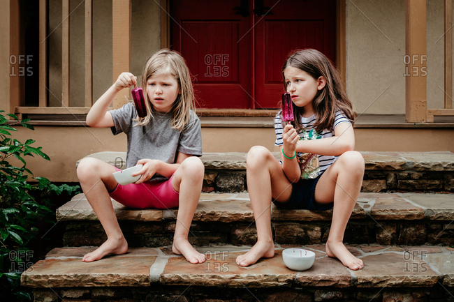 Girls unhappy about their popsicles