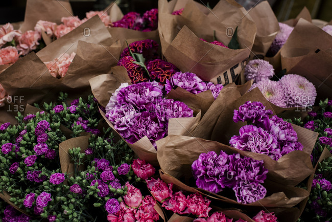 Bunches of assorted flowers