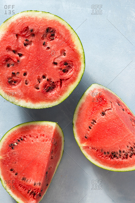 Slices of watermelon overhead