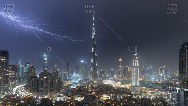 Night Panorama Dubai Stock Photos Offset