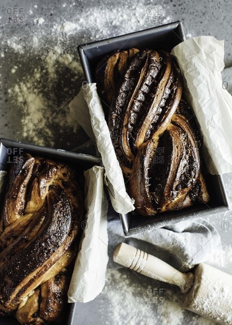 Babka bread displayed for consuming