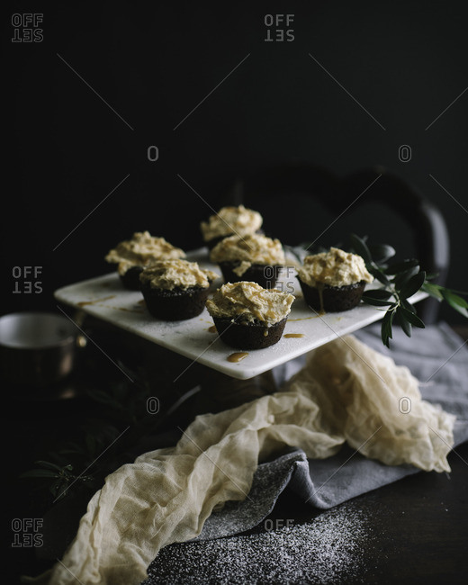 Chocolate cupcakes with peanut butter icing