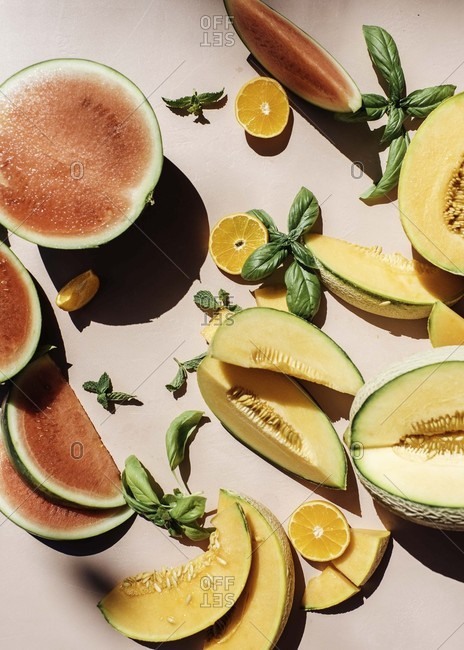 Cantaloupe and watermelons ready for the summer season
