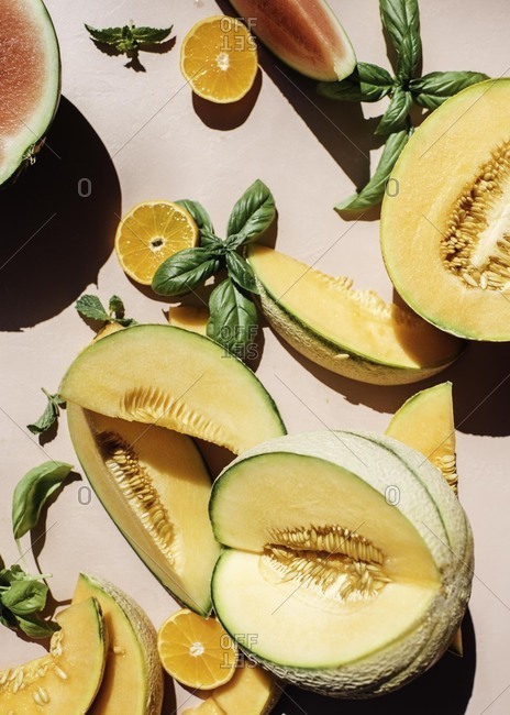 Cantaloupe and watermelons ready for the summer season