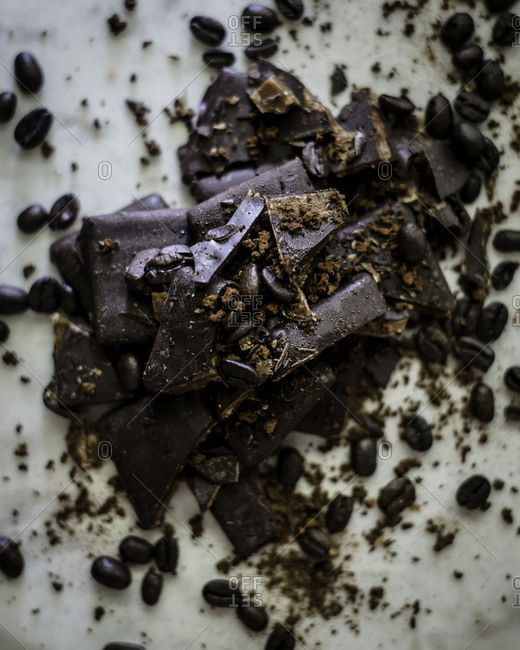 Birds eye view of toffee pieces