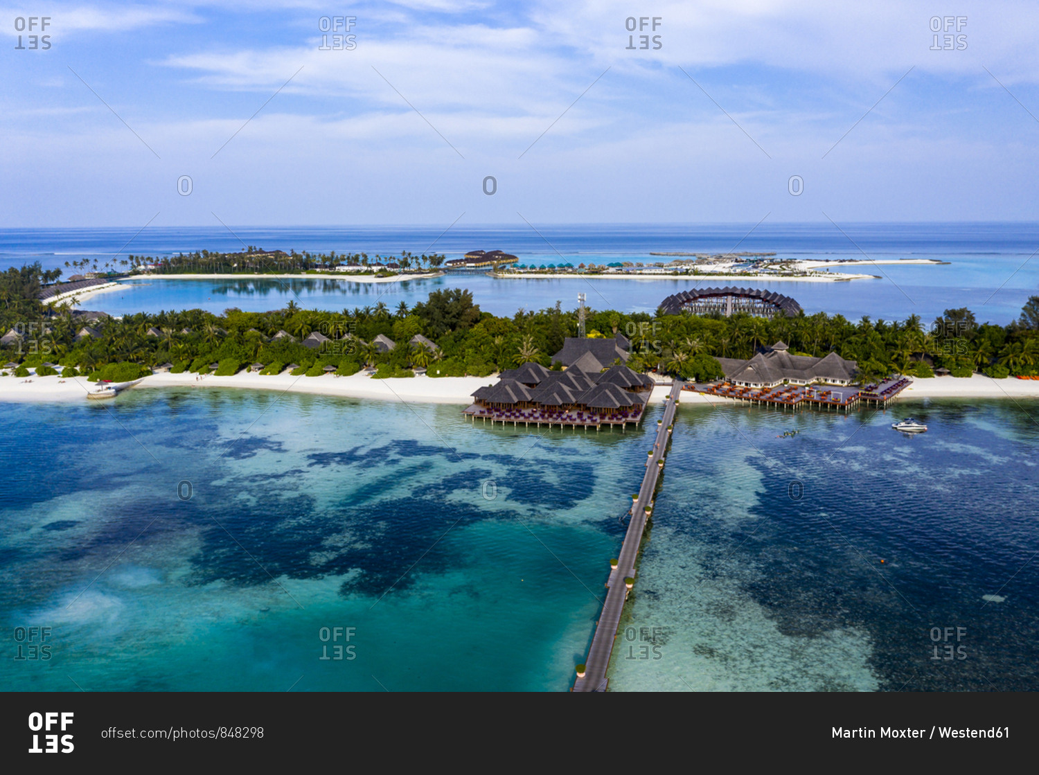 Aerial view of beach bungalows- Olhuveli- South Male Atoll- Maldives