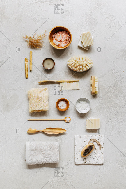 From above photo of skincare and welness products.