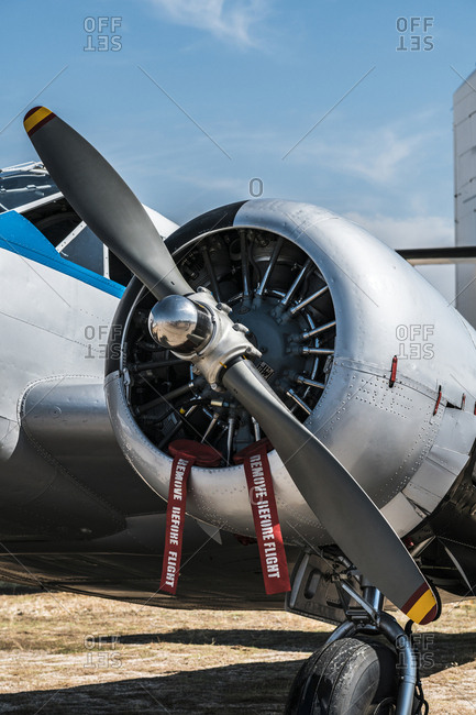 Detail of propeller of Beechcraft C-45 Historic aircraft