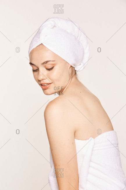 Attractive female with radiant body after cosmetic procedure