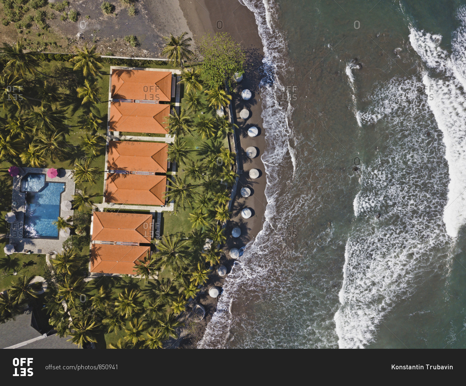 Aerial view of Medewi beach, Bali, Indoneisa