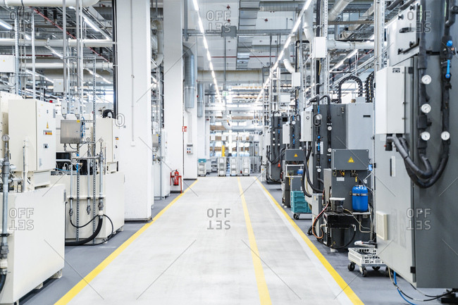 Footpath between industrial machinery in modern factory- Stuttgart- Germany