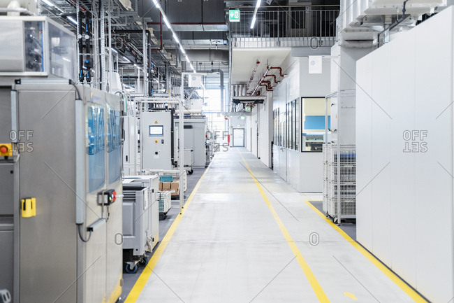 Footpath along industrial machinery in modern factory- Stuttgart- Germany
