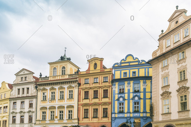 May 8, 2017: Row of town houses at Old Town Square- Prague- Czech Republic