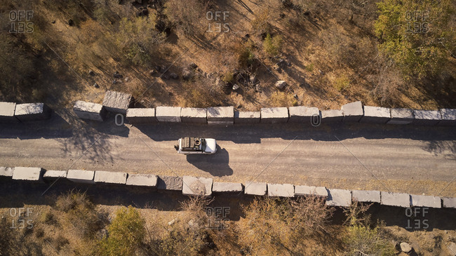 Car circulating marble blocks in angola