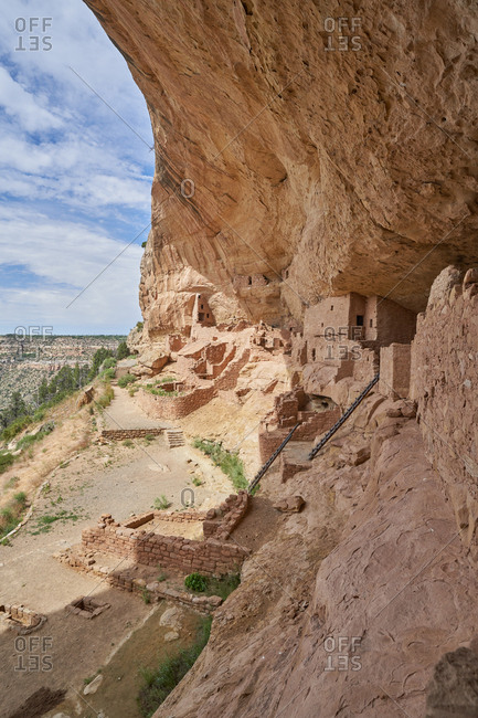 Ancient cliff dwellings of the Cliff Palace in Mesa Verde National Park in Colorado