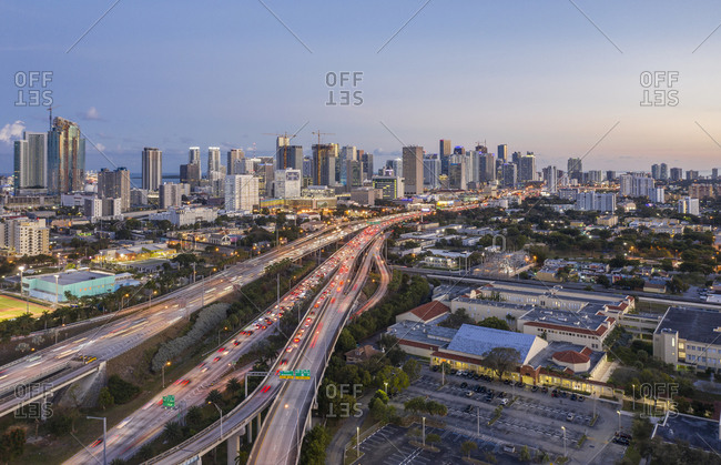 Usa, Florida, Miami,  - January 18, 2019: Highway bridges in Miami, USA