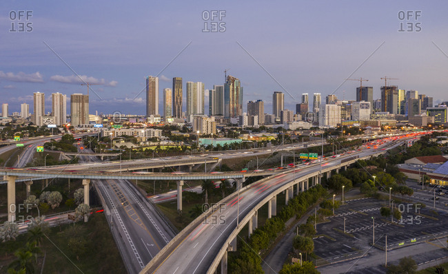 Usa, Florida, Miami,  - January 18, 2019: Highway bridges in Miami, USA