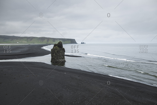 Rock formation on  beach in Vik, Iceland