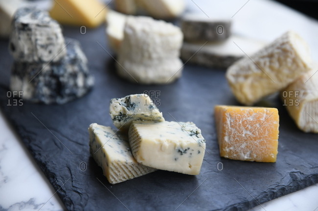 Small pieces of various cheeses
