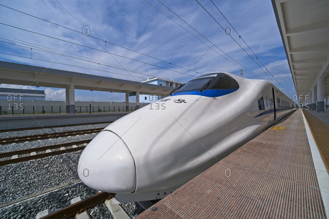 China - September 11, 2019: Yangjiang deep railway station train