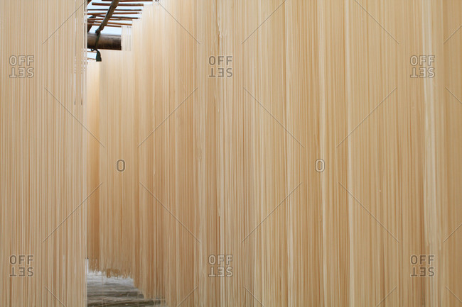 Noodles hanging to dry