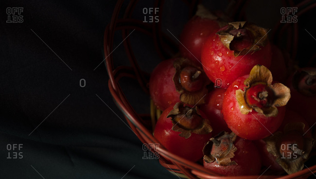 Washed fresh persimmons