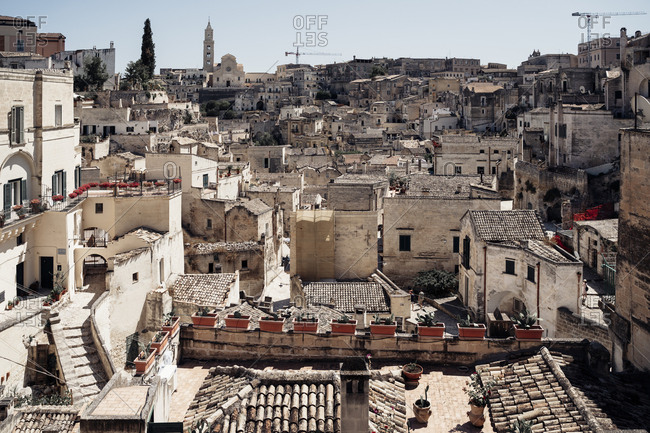 Detailed cityscape in Sassi di Matera, one of the three oldest cities in the world
