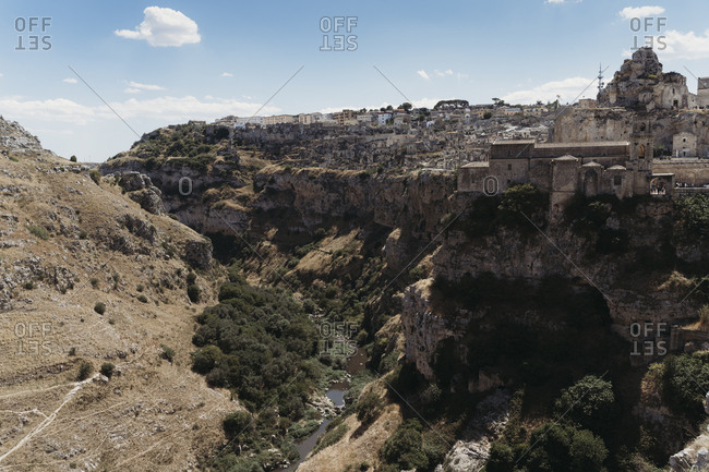 View of cliffside city Sassi di Matera, one of the three oldest cities in the world