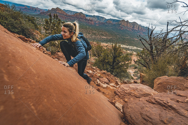 Scrambling up cathedral rock Sedona