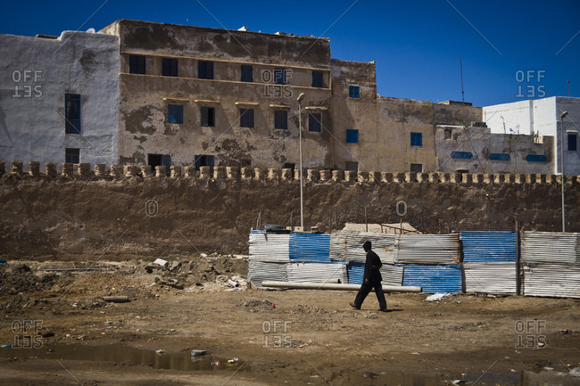 March 28, 2013: Scene outside the medina wall in Essaouira, Morocco, Africa