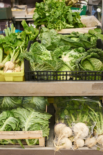 Market stalls with grocery