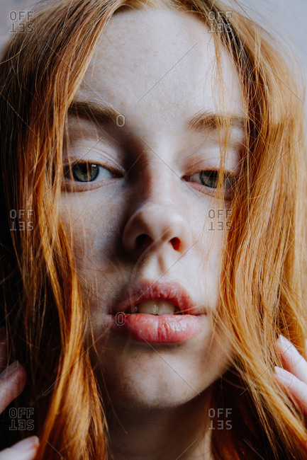 With freckles ginger Red hair