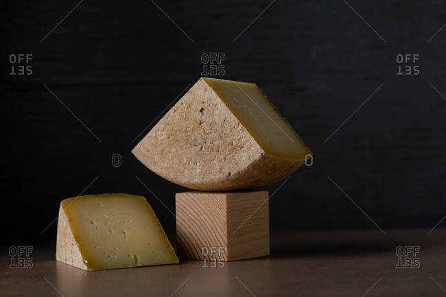 Aged swiss cheese wedges