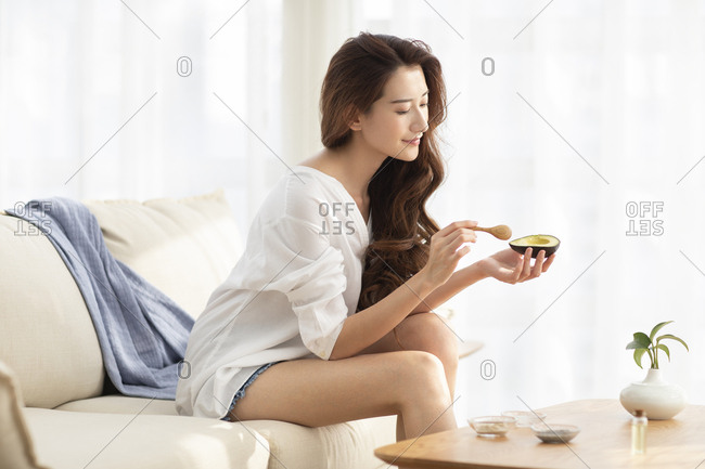 Young Chinese woman and skin care