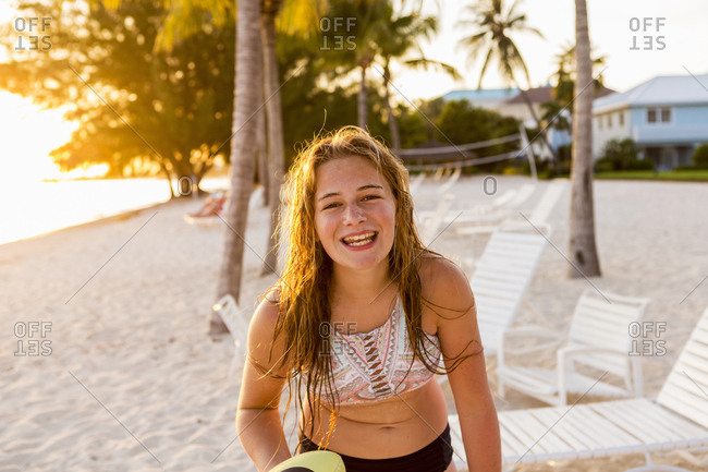 A teenage girl at the beach