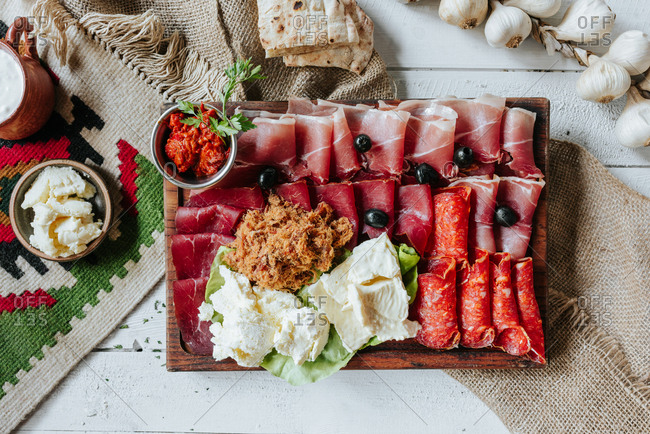 Cheese and cured meat plate